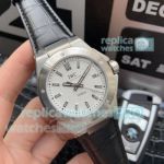 Swiss Replica IWC Ingenieur Watch White Dial Black Leather Strap 44mm